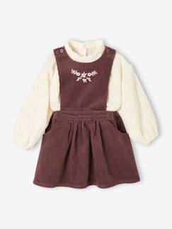 -Conjunto para bebé: blusa y vestido pichi de pana