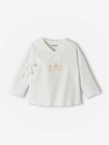 Bebé-Camisetas-Camisetas-Chaqueta cruzada de algodón orgánico para bebé recién nacido