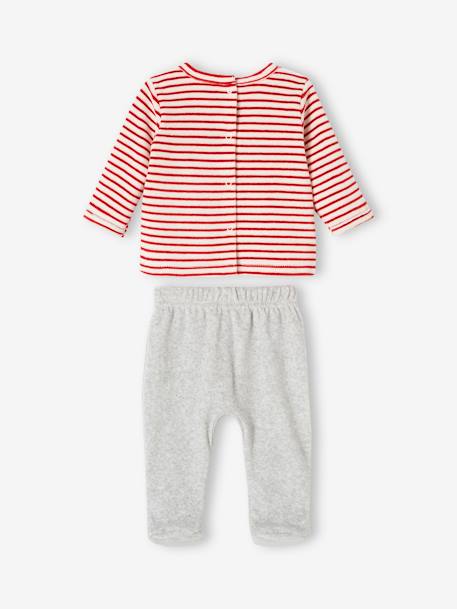 Pijama navideño de terciopelo para bebé gris jaspeado 