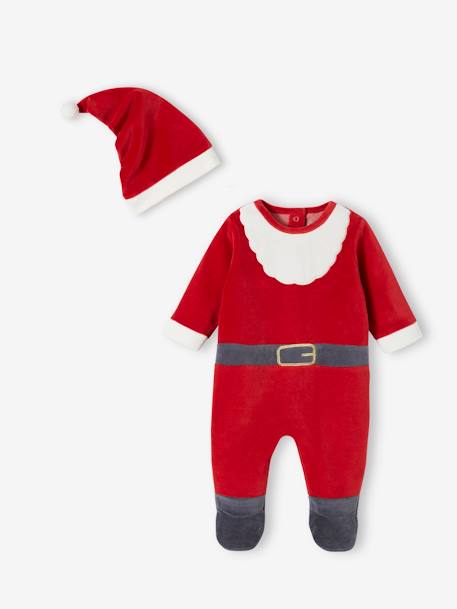 Pijama Papá Noel para bebé de terciopelo rojo 