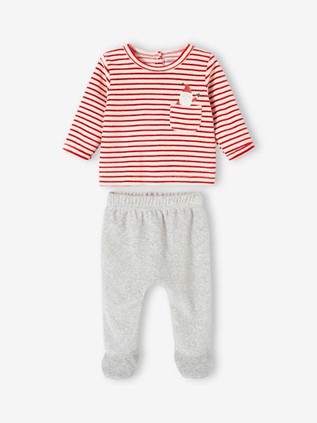 Pijamas y bodies bebé-Bebé-Pijama navideño de terciopelo para bebé