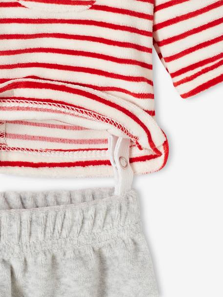 Pijama navideño de terciopelo para bebé gris jaspeado 
