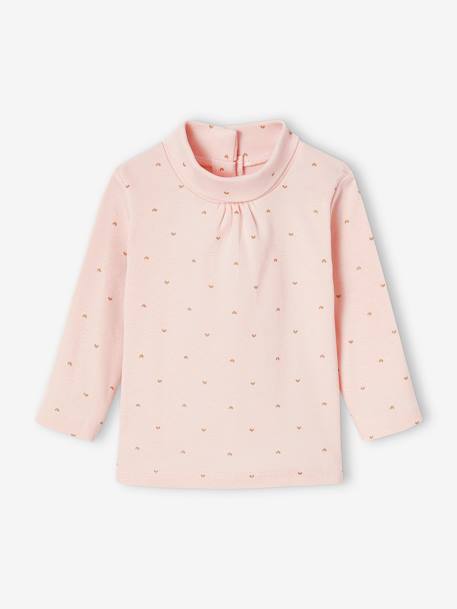 Pack de 2 camisetas de cuello alto bebé niña ROSA MEDIO BICOLOR/MULTICOLOR+rosa rosa pálido 
