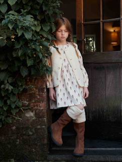 Vestidos-Niña-Vestido estampado de pana con volantes para niña