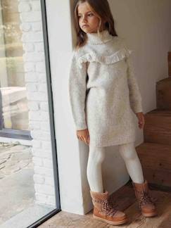 Niña-Vestido de punto tricot adornado con flecos para niña