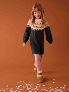 Vestido jacquard de punto tricot para niña