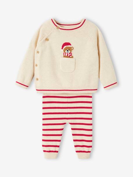Bebé-Conjuntos-Conjunto de Navidad para bebé: 2 prendas de punto tricot