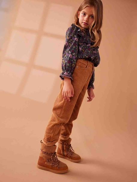 Pantalón de pana «Mom fit» de MorphologiK para niña - Talla de cadera ESTRECHA camello 