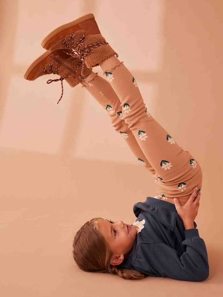 Botas de caña alta con forro de piel y felpa para niña marrón 