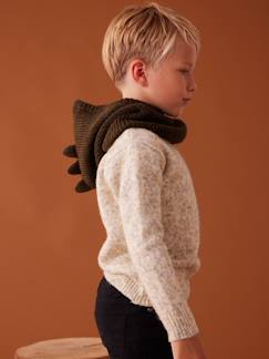 Niño-Jerséis, chaquetas de punto, sudaderas-Jerséis de punto-Jersey de punto mullido y jaspeado con cuello redondo para niño