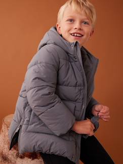 Niño-Abrigos y chaquetas-Chaquetas acolchadas y cazadoras-Chaqueta acolchada larga con capucha y forro de sherpa para niño