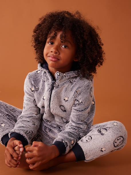 Pijama «espacio fosforescente» para niño azul marino 