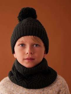 Niño-Accesorios-Gorros, bufandas, guantes-Conjunto gorro + snood + manoplas/mitones de punto trenzado para niño