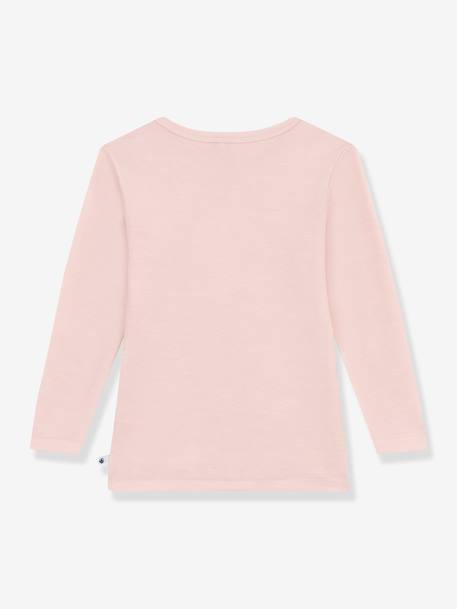 Camiseta de manga larga de lana y algodón PETIT BATEAU rosa 