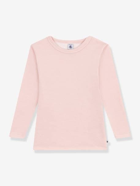 Camiseta de manga larga de lana y algodón PETIT BATEAU rosa 