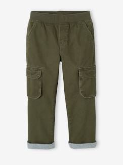 Niño-Pantalones-Pantalón cargo con forro, fácil de vestir, para niño