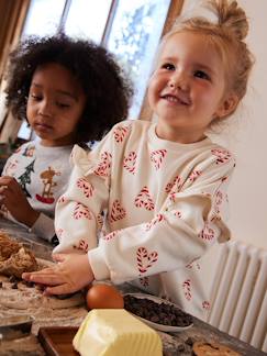 Niña-Sudadera de Navidad con corazones de bastoncillo de caramelo y mangas con volantes para niña