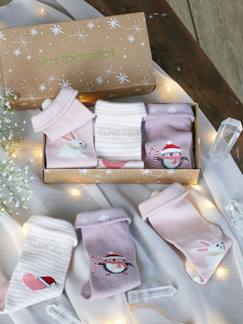 Roupa Interior-Pack navideño con 3 pares de calcetines para bebé niña