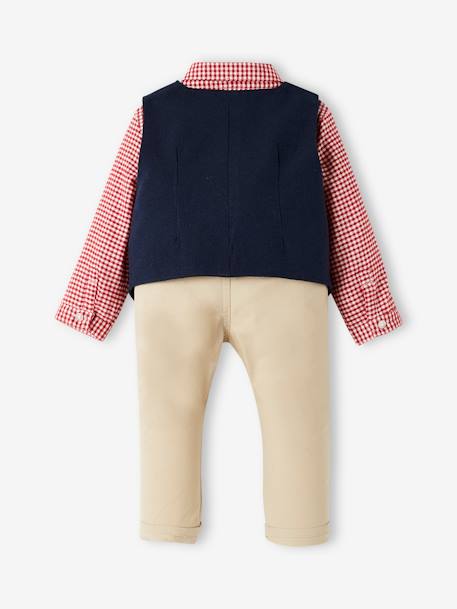 Conjunto de fiesta 4 prendas bebé niño camisa + pantalón + chaleco + pajarita rojo 