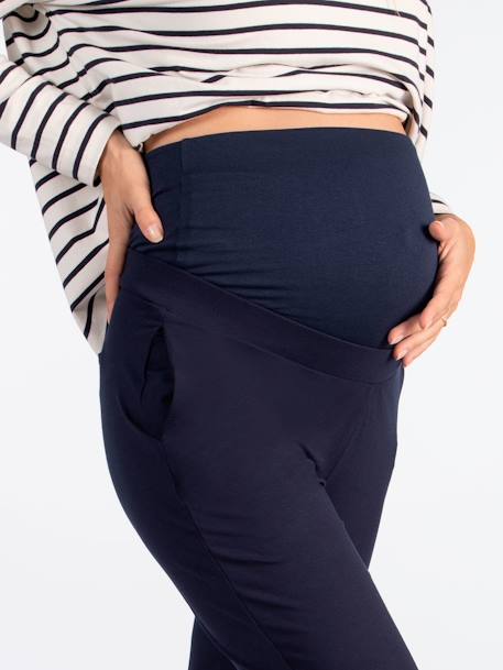 Pantalón para embarazo de punto con banda alta Clément ENVIE DE FRAISE azul marino 
