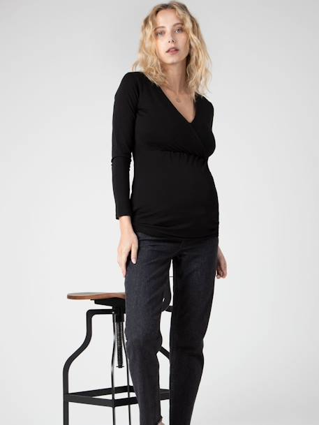 Camiseta eco-friendly para embarazo - Estelle LS - ENVIE DE FRAISE negro 