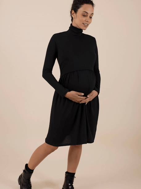 Vestido-jersey de punto fino para embarazo - Fanette LS - ENVIE DE FRAISE negro 