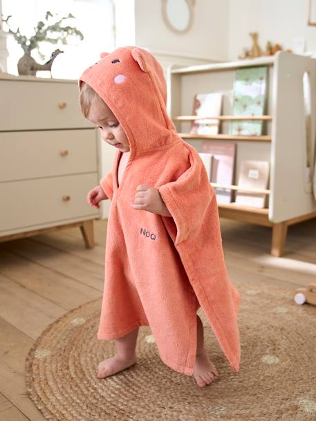 Poncho de baño personalizable Animales para bebé albaricoque+ocre 