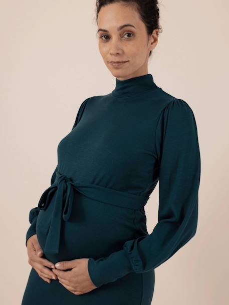 Vestido-jersey de punto fino para embarazo - Irina LS - ENVIE DE FRAISE verde pino 