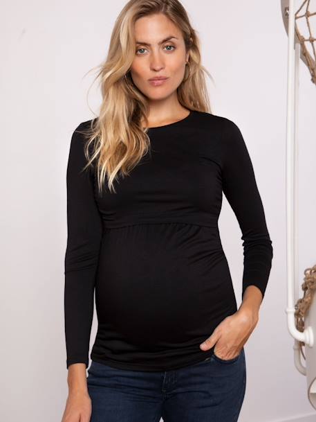 Camiseta eco-friendly para embarazo - Line LS - ENVIE DE FRAISE negro 