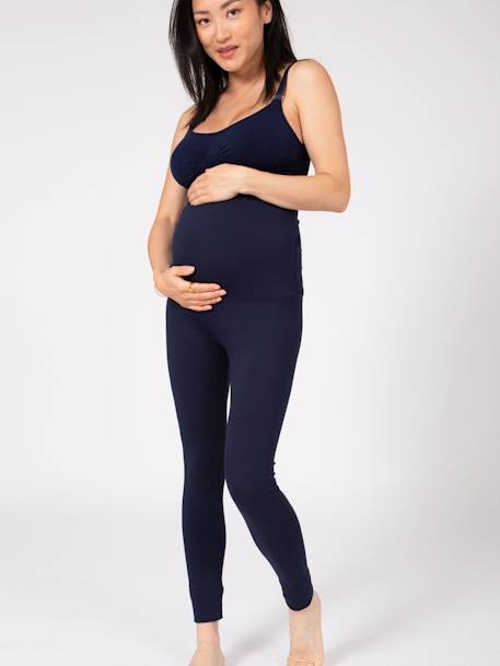 Leggings largos de talle alto y eco-friendly para embarazo azul marino+negro 