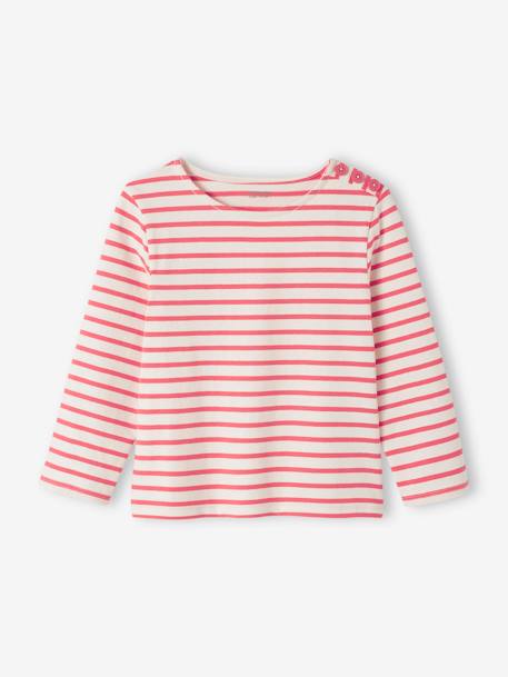 Camiseta marinera de manga larga para niña rayas gris+rayas rojas 