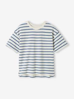 camisetas-Camiseta infantil unisex a rayas de manga corta personalizable