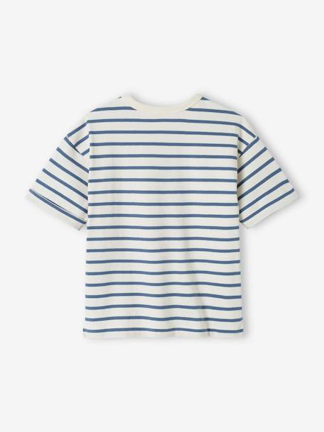 Camiseta infantil unisex a rayas de manga corta personalizable rayas azul 
