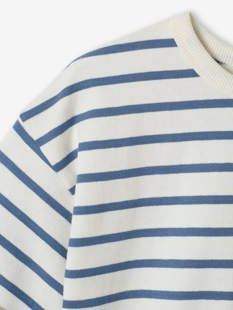 Camiseta infantil unisex a rayas de manga corta personalizable rayas azul 