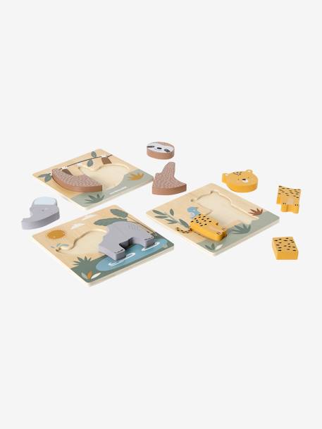 Pack de 3 puzzles chunky de madera FSC® - Tanzania amarillo 