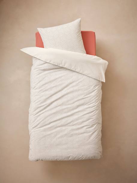 Conjunto infantil de funda nórdica + funda de almohada de algodón reciclado - PRINCESA POESÍA blanco estampado 
