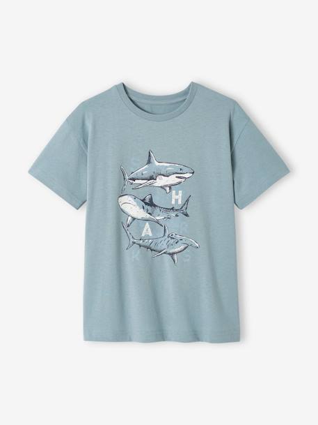 Camiseta con motivo de animales para niño azul grisáceo+crudo+gris oscuro 
