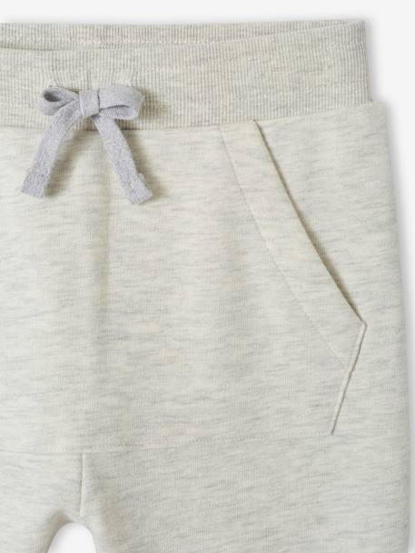 Pantalón jogging deportivo con bolsillos canguro fantasía para niño blanco jaspeado+nuez de pacana 