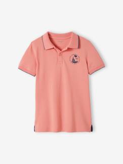 camisetas-Niño-Camisetas y polos-Polos-Polo de punto piqué con motivo en el pecho para niño