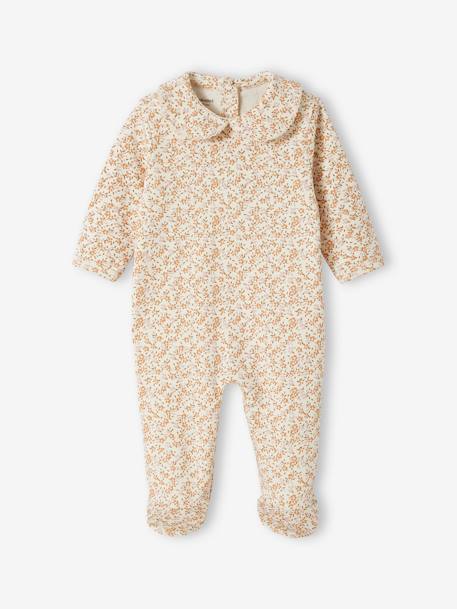 Pijama floral de interlock para bebé crudo 