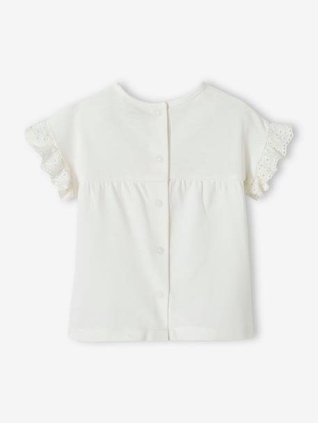 Camiseta personalizable de algodón orgánico para bebé crudo+fucsia 