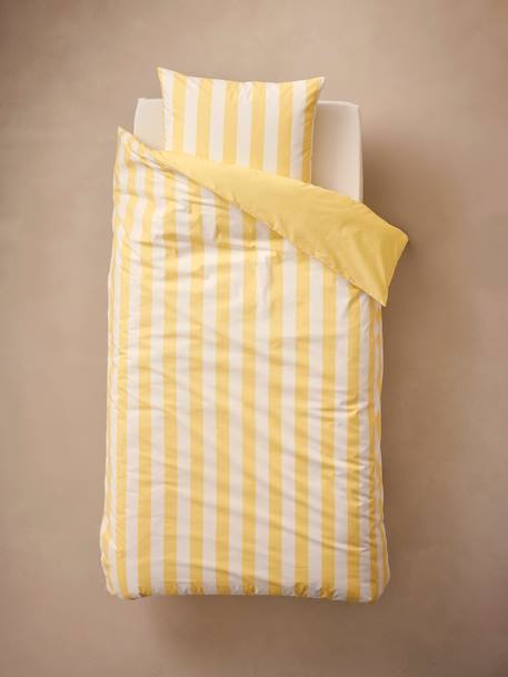 Conjunto infantil de funda nórdica + funda de almohada - HAMACA rayas amarillas+rayas rosa+rayas verde 