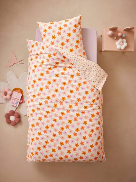Conjunto infantil de funda nórdica + funda de almohada de algodón reciclado - POP FLOWER multicolor 