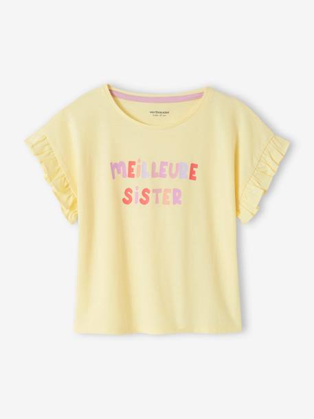 Pijama con short 'Meilleure Sister' amarillo pastel 