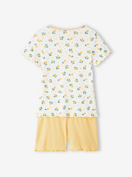 Pack de 2 pijamas con short y estampado frutas de punto de canalé para niña crudo 