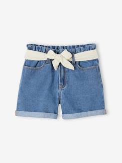 Niña-Shorts y bermudas-Short vaquero estilo "paperbag" para niña