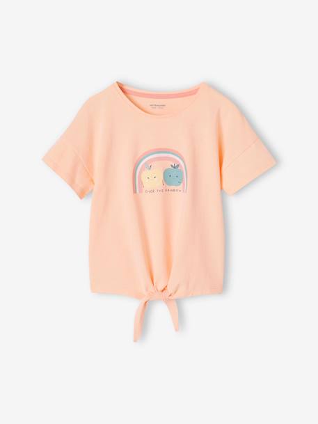 Pijama con short arcoíris para niña melocotón 