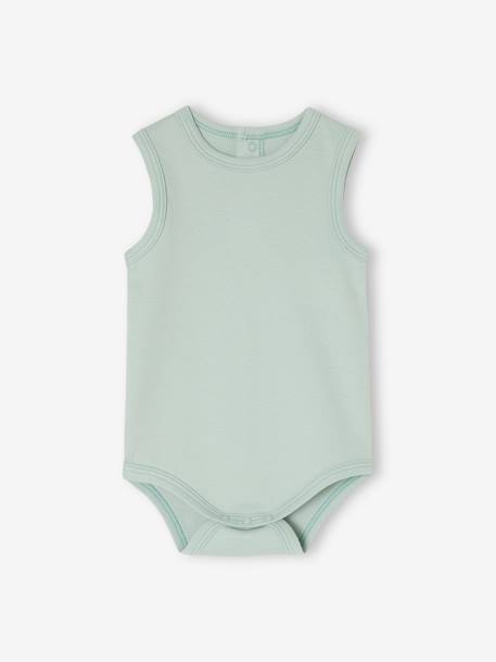 Pack de 5 bodies forma de camiseta de tirantes bebé recién nacido de algodón orgánico verde menta 