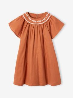 Niña-Vestido bordado efecto lino para niña