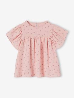 Ecorresponsables-Blusa estampada de gasa de algodón orgánico para niña con mangas tipo mariposa